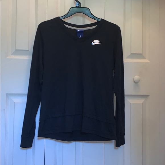Black Nike Long Sleeve V-neck Long Sleeve Shirt